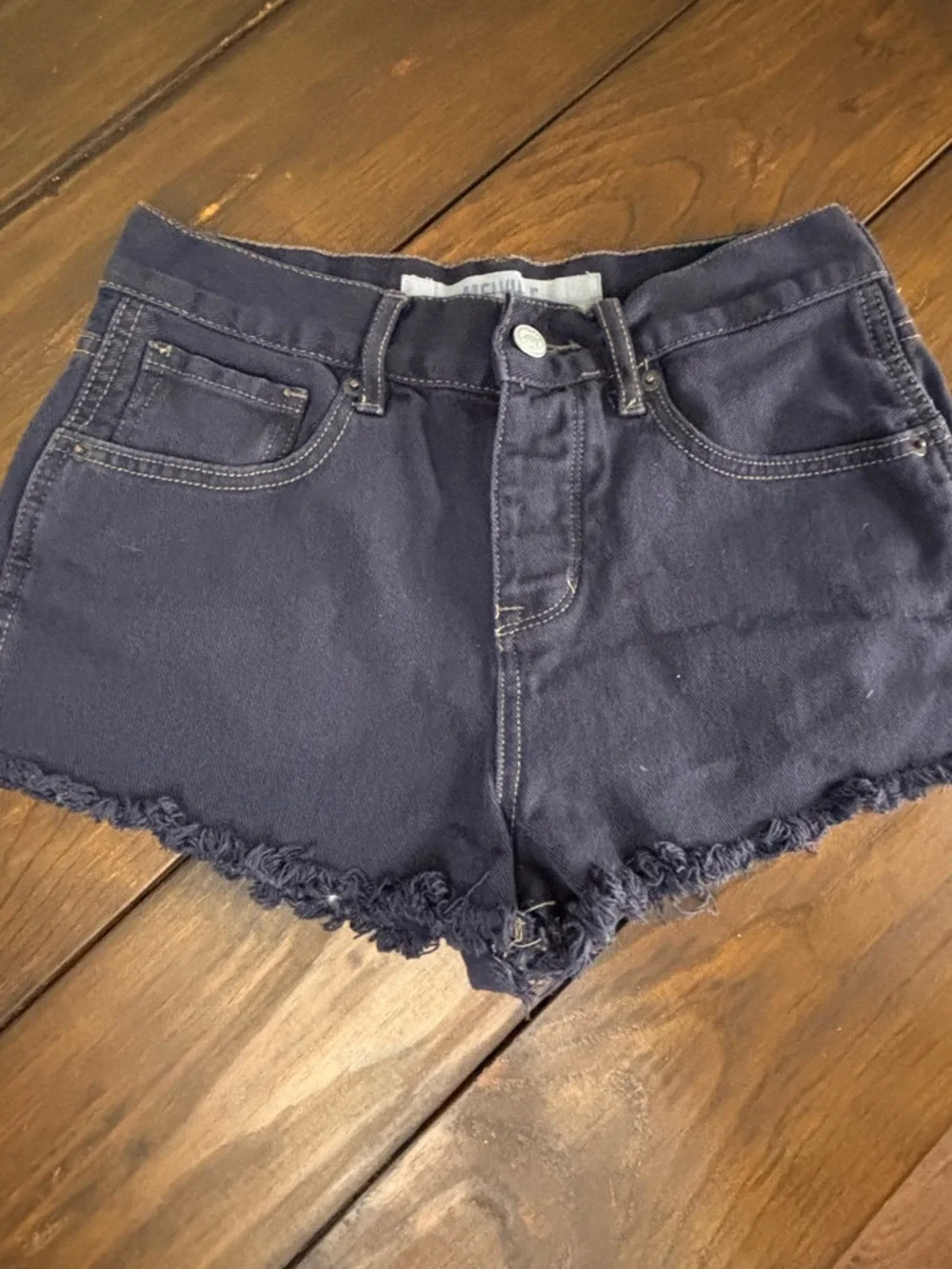 Brandy Melville Black Button Fly Jean Shorts SZ 26